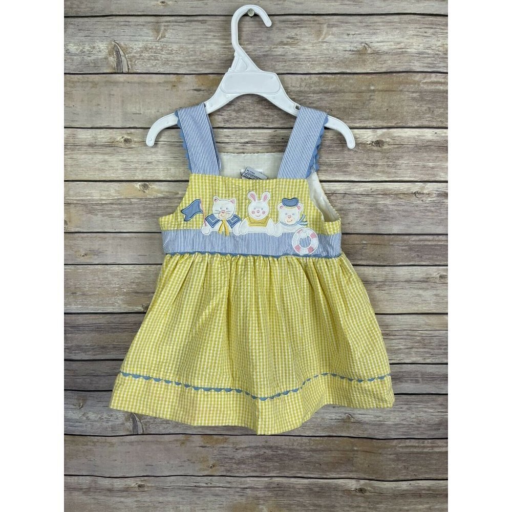 Samara 3T Seersucker Dress Embroidered Animals Cat